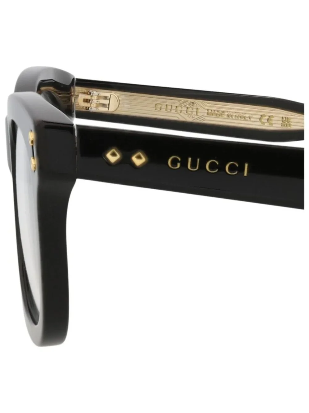 New Gucci Women's Eyeglasses Square Rectangle Acetate Frame Black Black